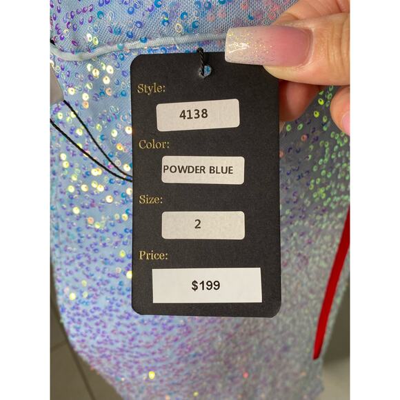 Lucci Lu Short Sequin Cocktail Dress with Lace Up Back 4138 - Picture 7 of 10